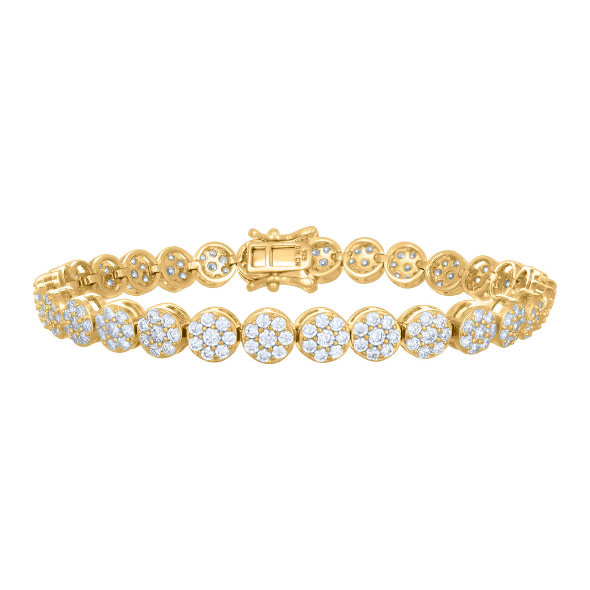 925 Sterling Silver Yellow-Tone Womens Cubic-Zirconia Fashion Link Bracelet Size 7