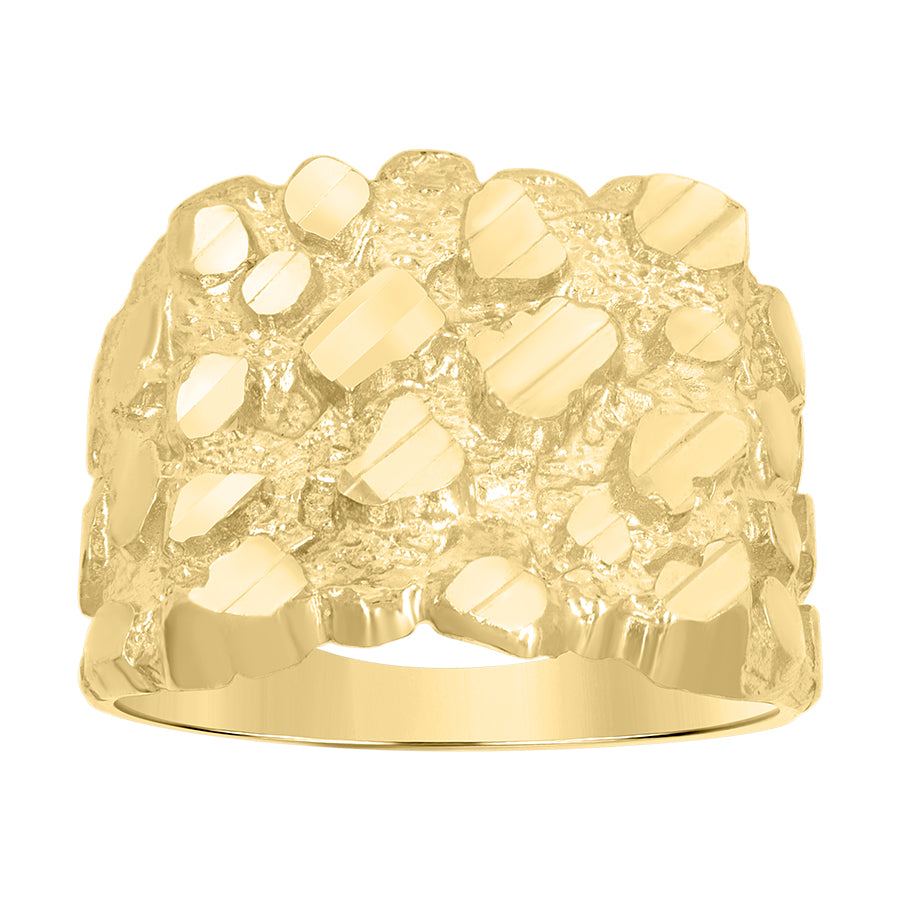 10K Yellow Gold Mens Nugget Fashion Ring