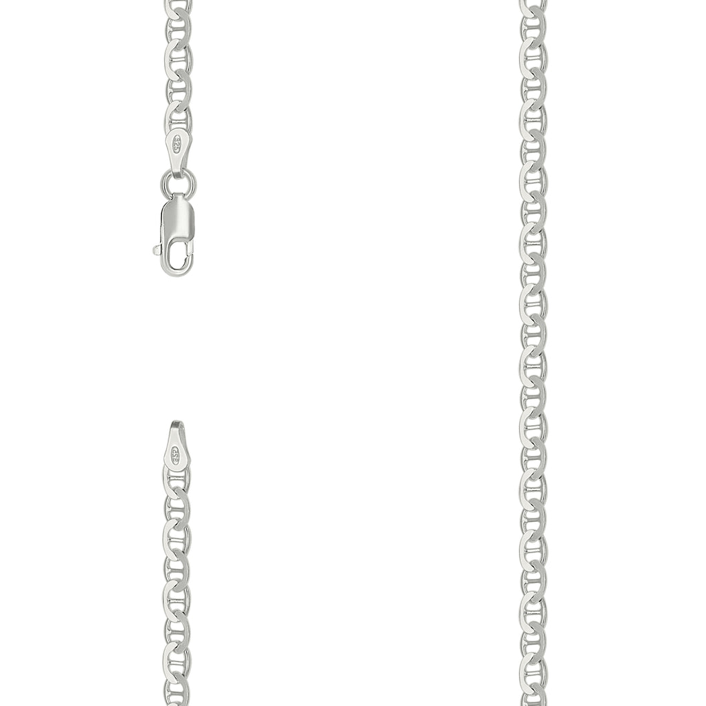 925 Sterling Silver Solid Classic Mariner Chain 3mm-22