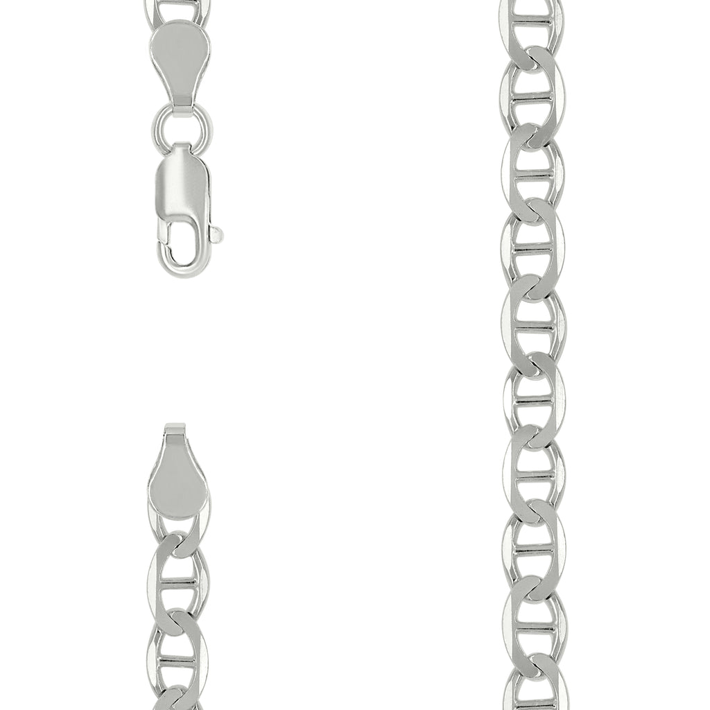 925 Sterling Silver Solid Classic Mariner Chain 5mm-20
