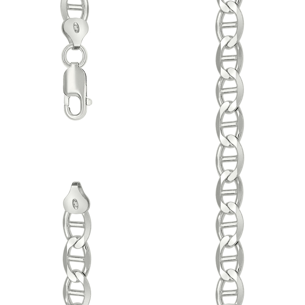 925 Sterling Silver Solid Classic Mariner Chain 7mm-8