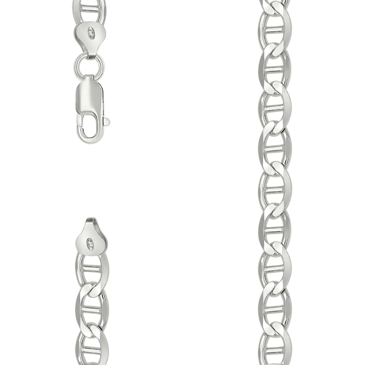 925 Sterling Silver Solid Classic Mariner Chain 7mm-18