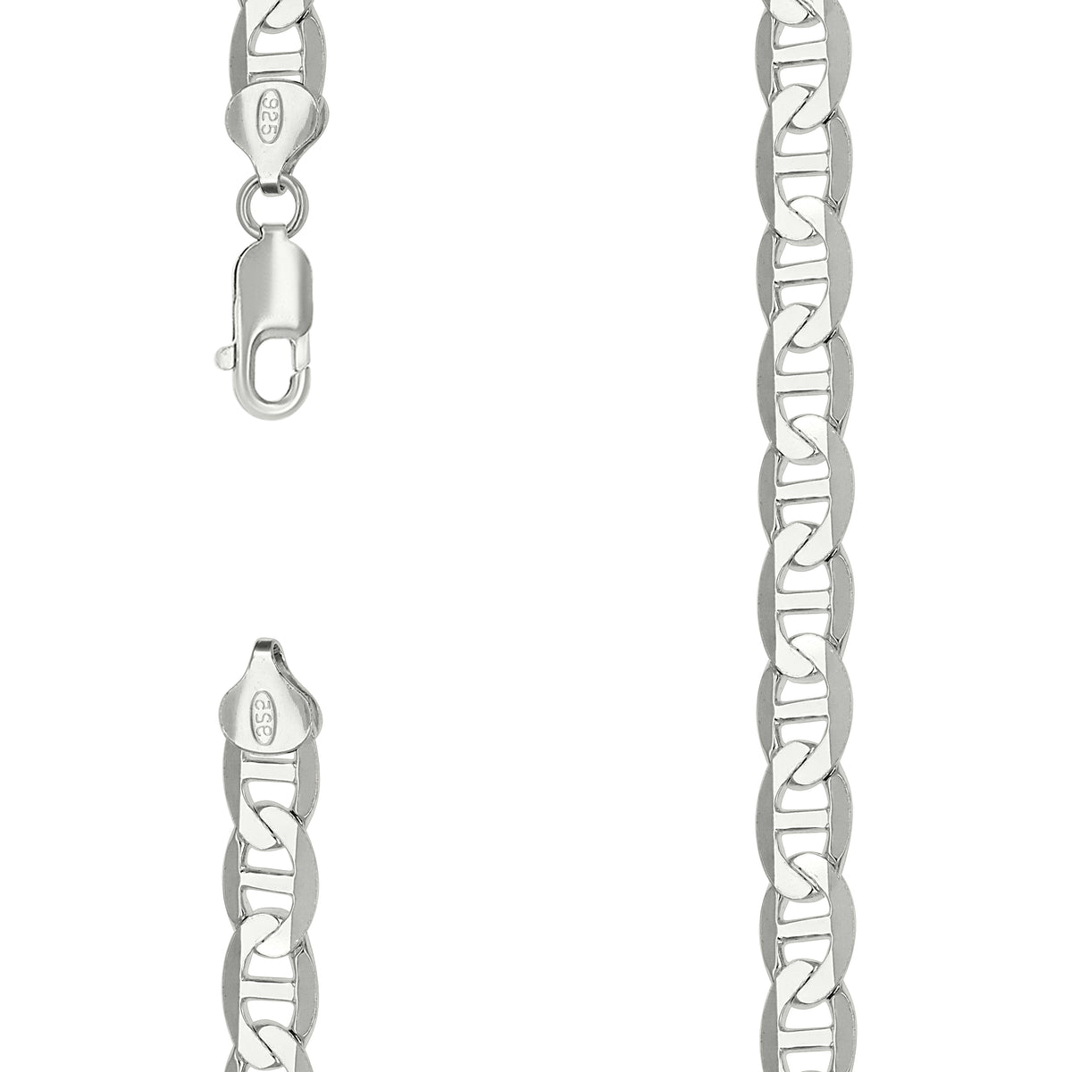 925 Sterling Silver Solid Classic Mariner Chain 8mm-7