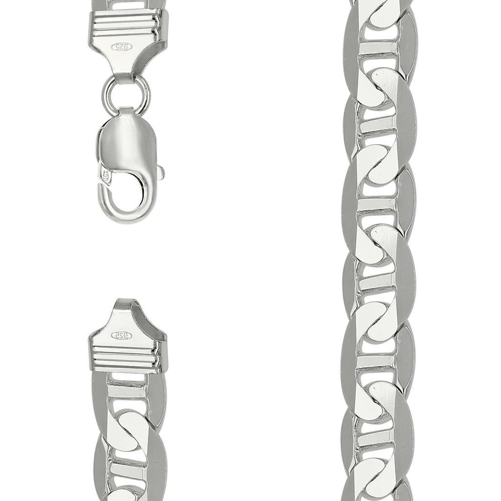 925 Sterling Silver Solid Classic Mariner Chain 11mm-28