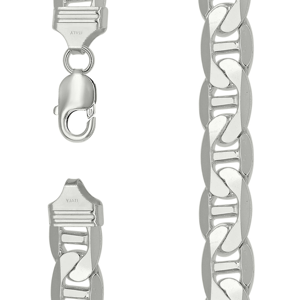 925 Sterling Silver Solid Classic Mariner Chain 13mm-28