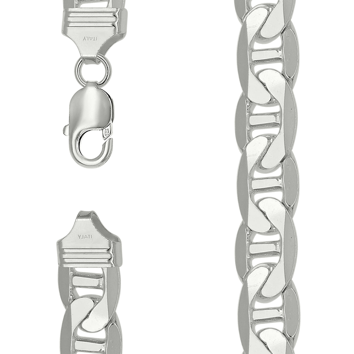 925 Sterling Silver Solid Classic Mariner Chain 13mm-28