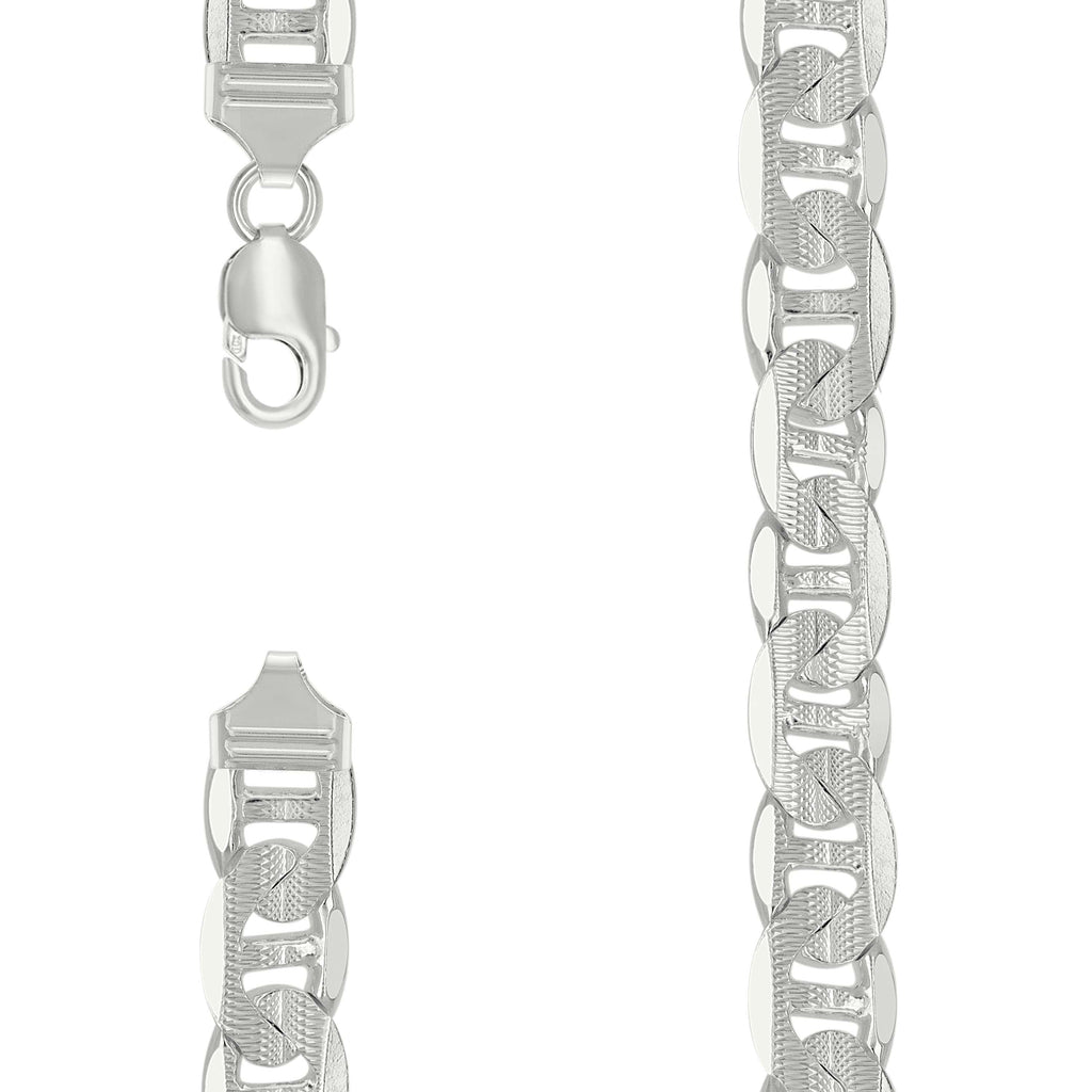 925 Sterling Silver Solid Pave Classic Mariner Chain 13mm-26