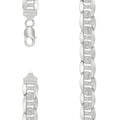 925 Sterling Silver Solid Pave Classic Mariner Chain 11mm-20