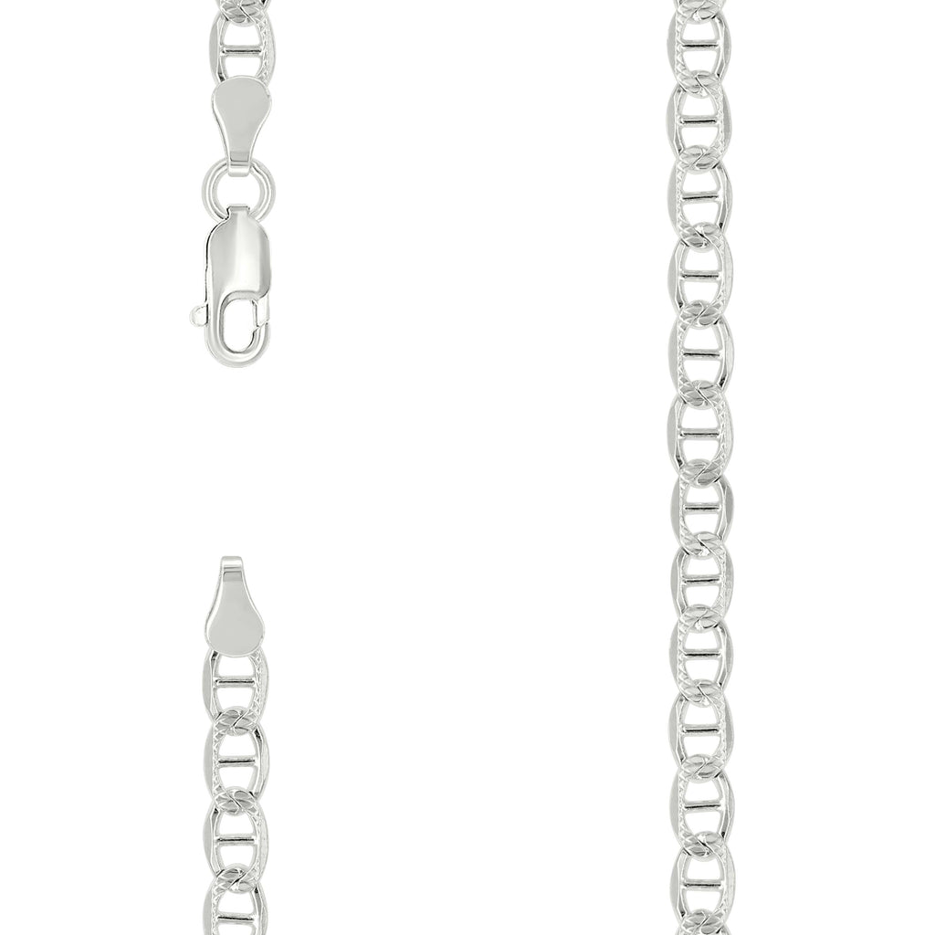 925 Sterling Silver Solid Pave Classic Mariner Chain 4mm-8