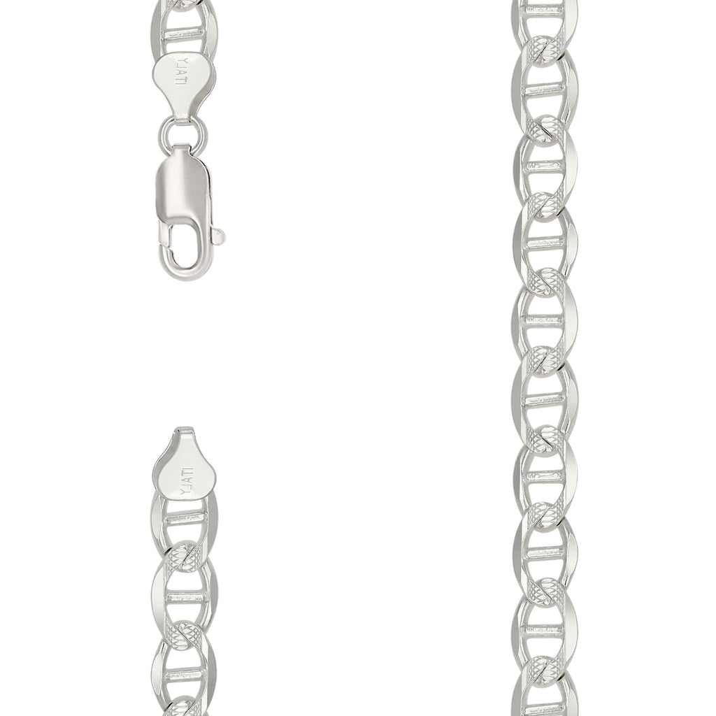 925 Sterling Silver Solid Pave Classic Mariner Chain 7mm