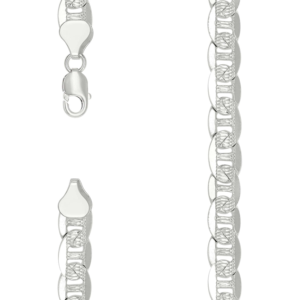 925 Sterling Silver Solid Pave Classic Mariner Chain 9.5mm-9