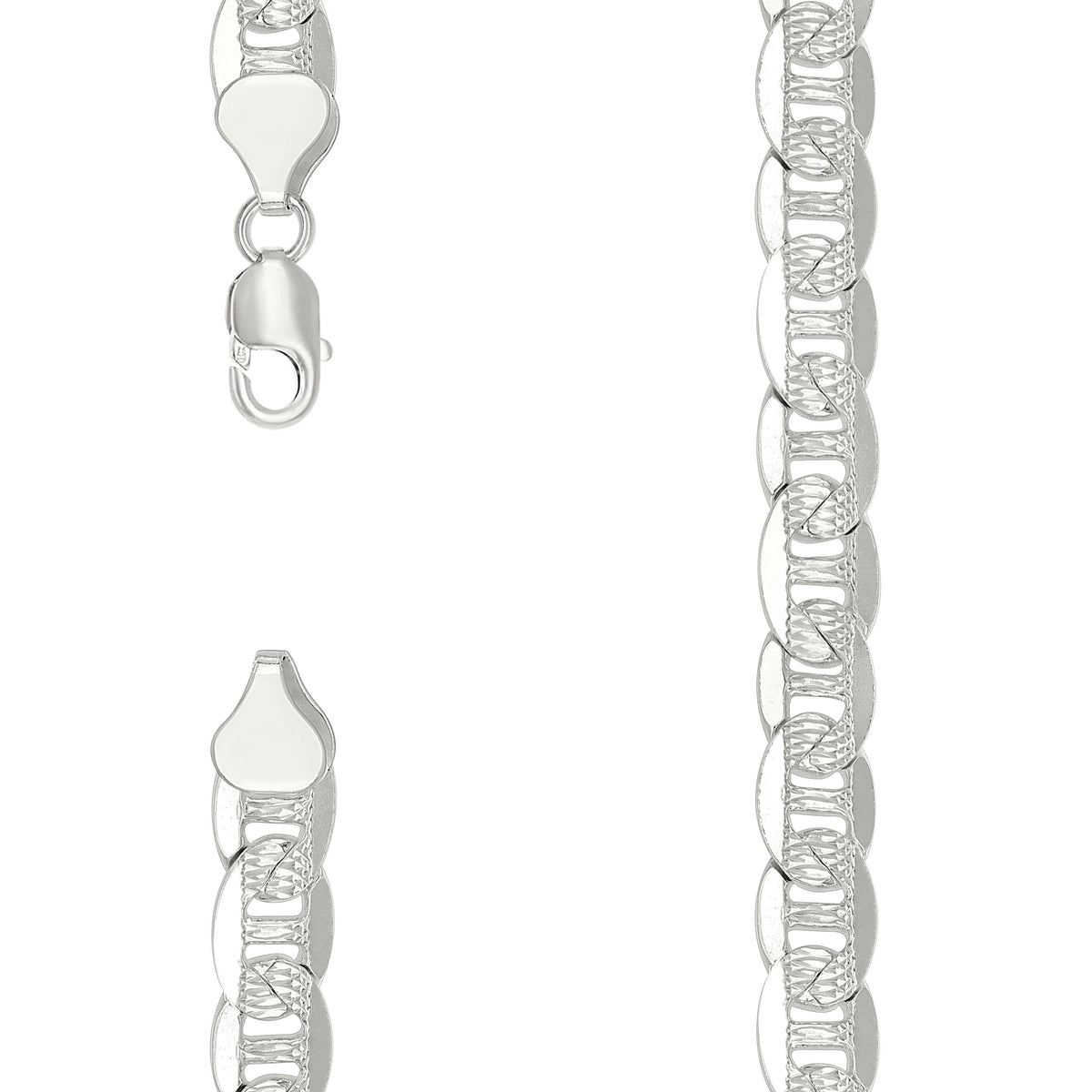 925 Sterling Silver Solid Pave Classic Mariner Chain 9.5mm-9
