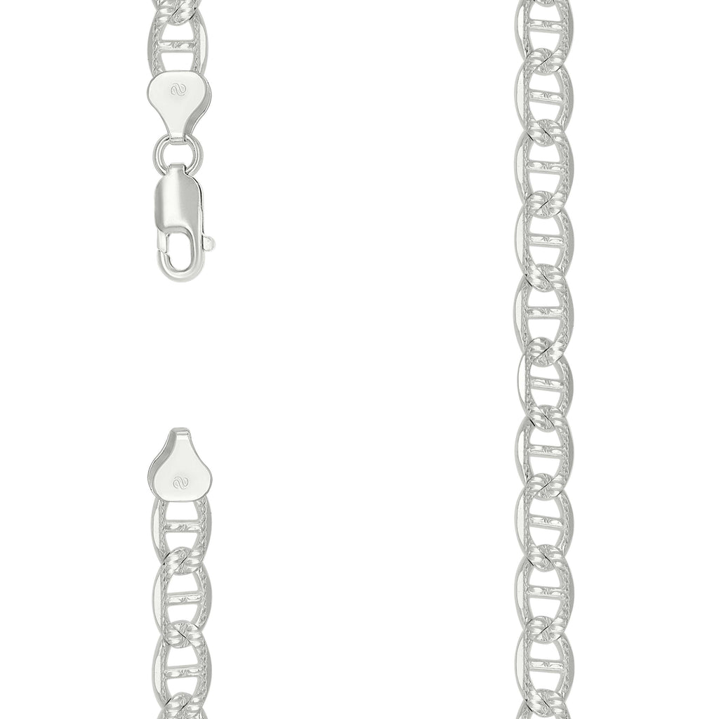 925 Sterling Silver Solid Pave Classic Mariner Chain 8mm-20