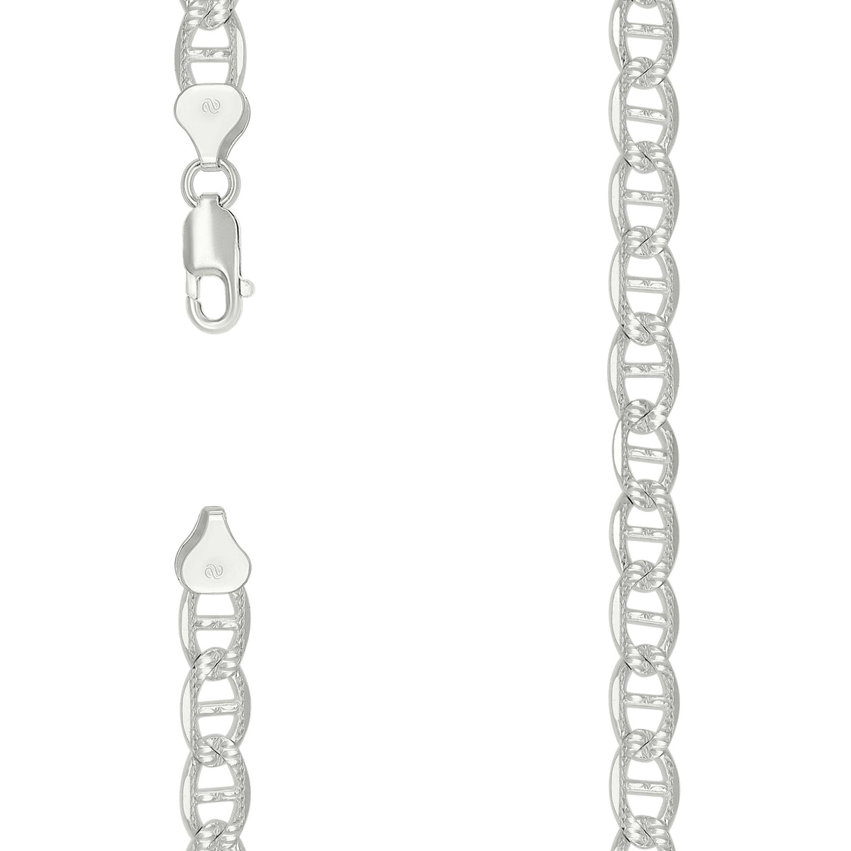 925 Sterling Silver Solid Pave Classic Mariner Chain 8mm-18