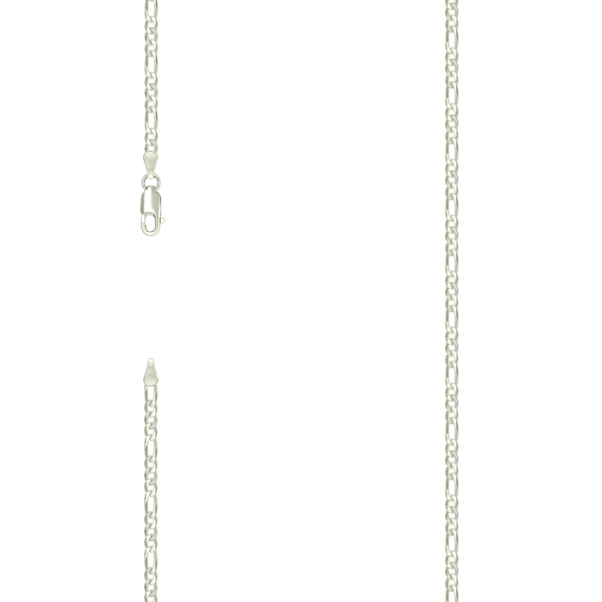 925 Silver Pave Super Flat Figaro Chain 2.6mm