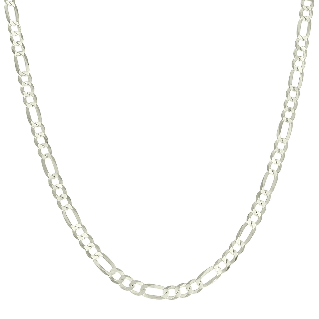 925 Silver Pave Super Flat Figaro Chain 5.7mm