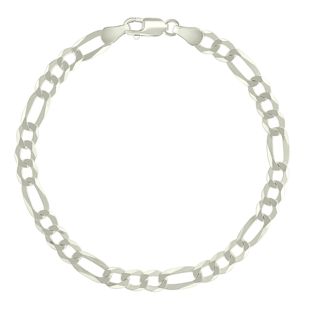 925 Silver Pave Super Flat Figaro Chain 5.7mm-18"