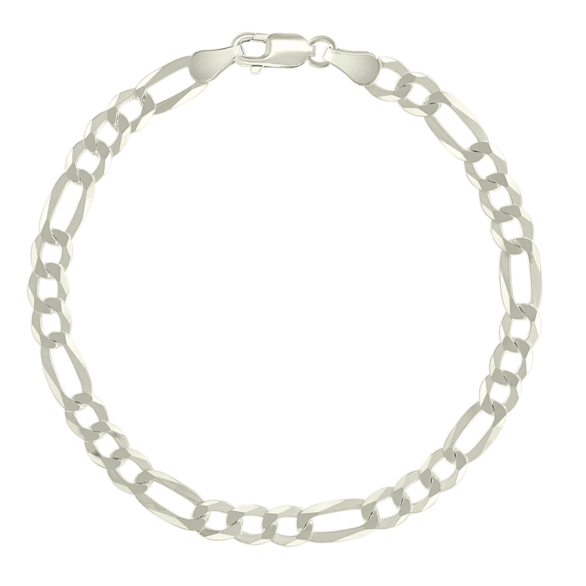 925 Silver Pave Super Flat Figaro Chain 5.7mm-18"