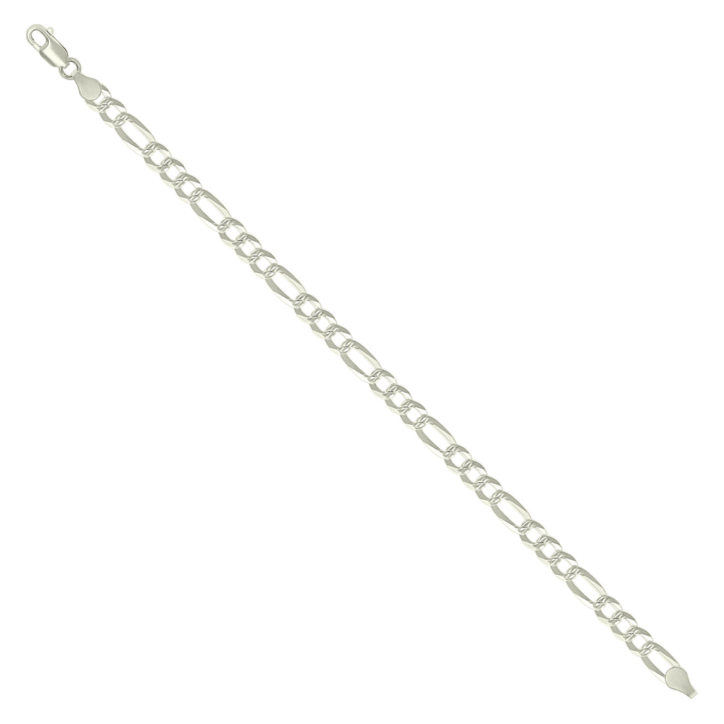 925 Silver Pave Super Flat Figaro Chain 5.7mm