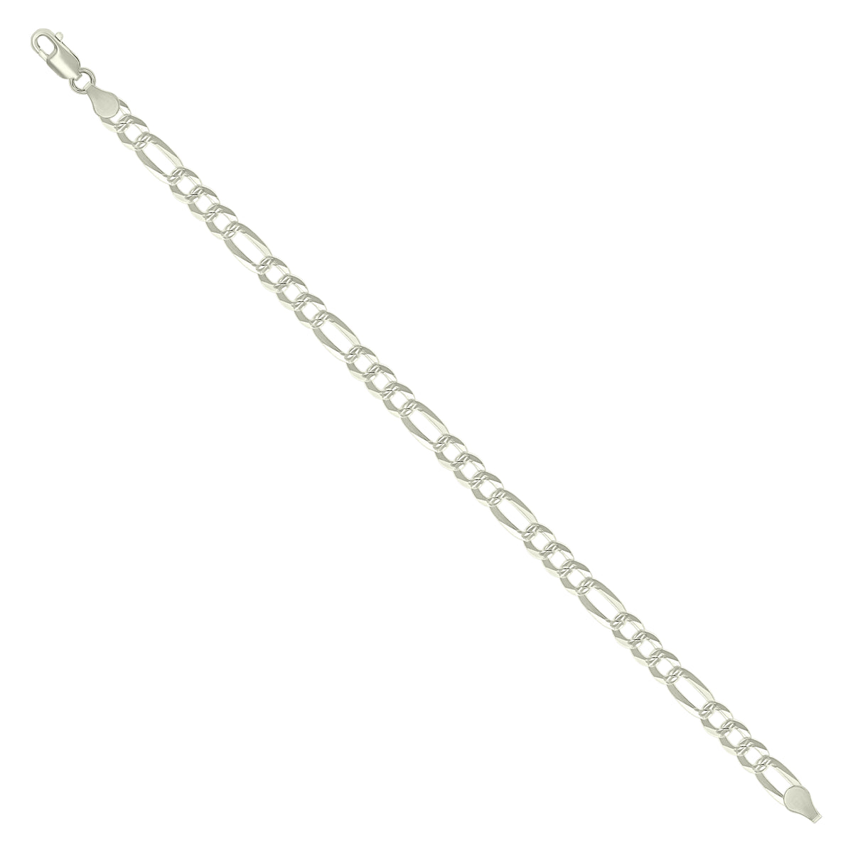 925 Silver Pave Super Flat Figaro Chain 5.7mm