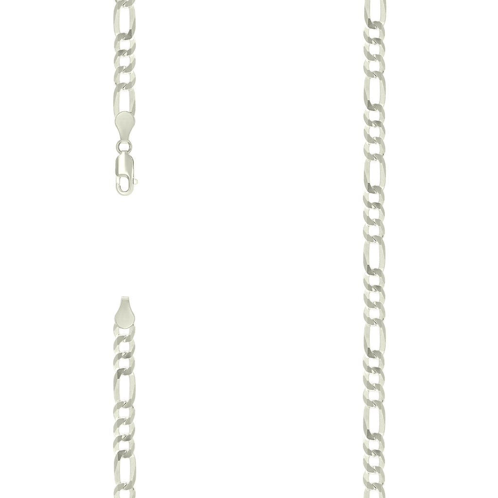 925 Silver Pave Super Flat Figaro Chain 5.7mm