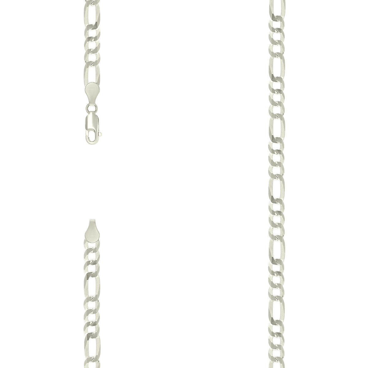 925 Silver Pave Super Flat Figaro Chain 5.7mm-18"