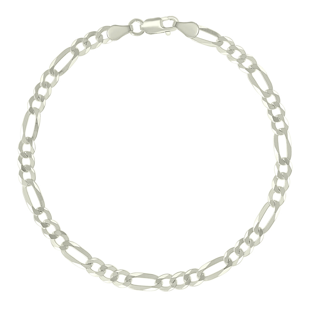 925 Silver Pave Super Flat Figaro Chain 4.5mm-22"