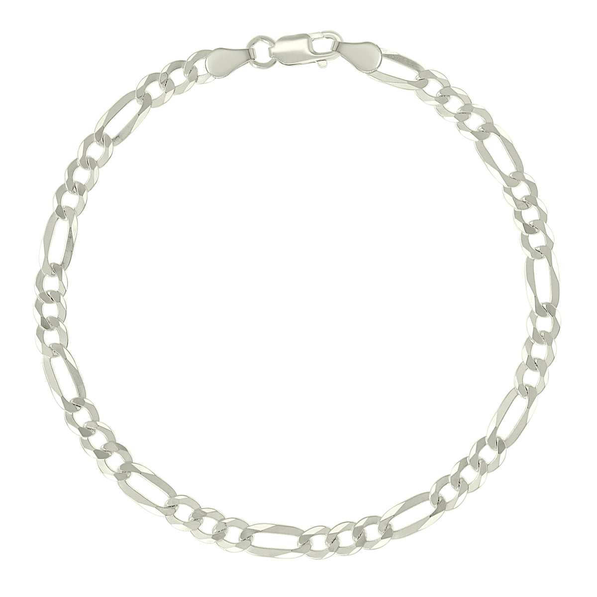 925 Silver Pave Super Flat Figaro Chain 4.5mm-22"