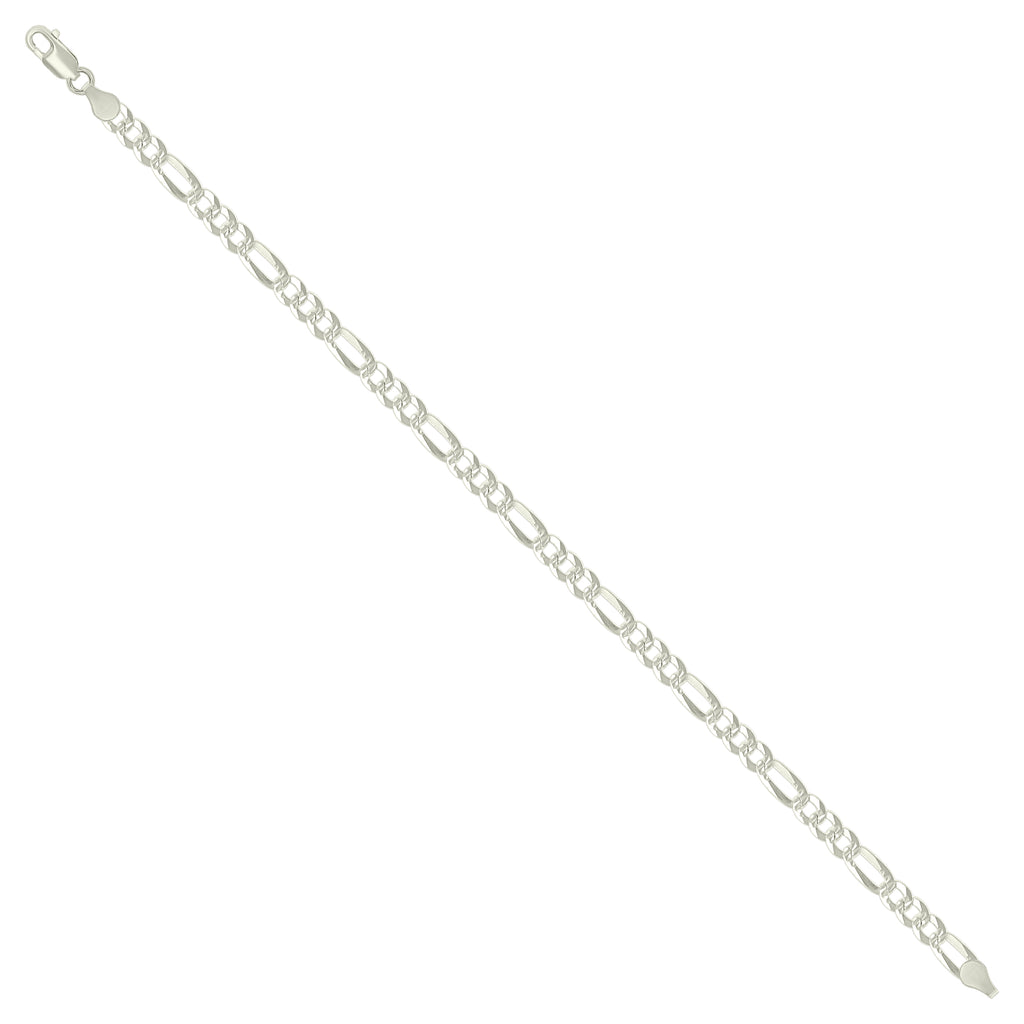 925 Silver Pave Super Flat Figaro Chain 4.5mm-22"