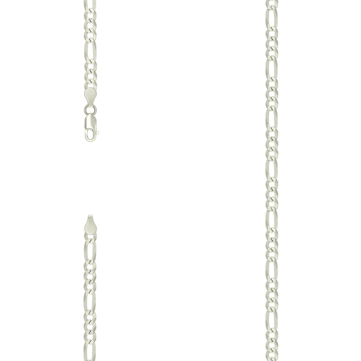 925 Silver Pave Super Flat Figaro Chain 4.5mm