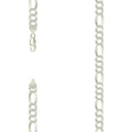 925 Silver Pave Super Flat Figaro Chain 7.7mm-18"