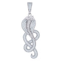 925 Sterling Silver Mens Cubic-Zirconia Snake Reptile Wildlife Charm Pendant