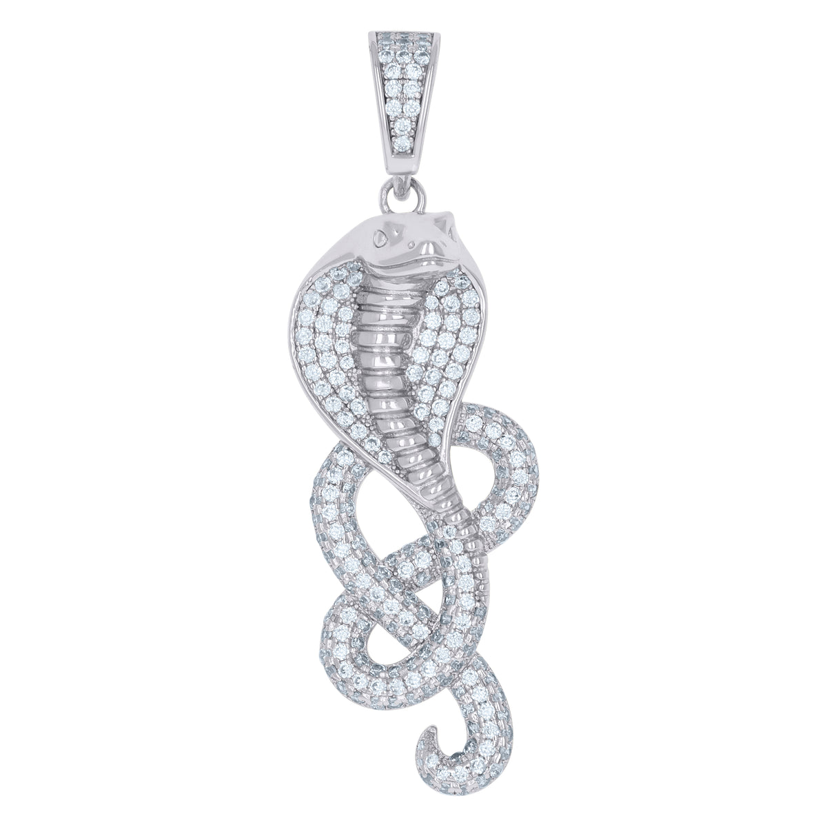 925 Sterling Silver Mens Cubic-Zirconia Snake Reptile Wildlife Charm Pendant