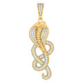 925 Sterling Silver Yellow-Tone Mens Cubic-Zirconia Cobra Snake Reptile Wildlife Charm Pendant