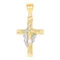 10K Two-Tone Gold Unisex Cubic-Zirconia Crucifix Cross Religious Charm Pendant