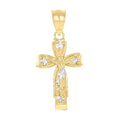 10K Two-Tone Gold Unisex Cubic-Zirconia Crucifix Cross Religious Charm Pendant