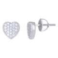 925 Sterling Silver Womens Cubic-Zirconia Heart Stud Earrings