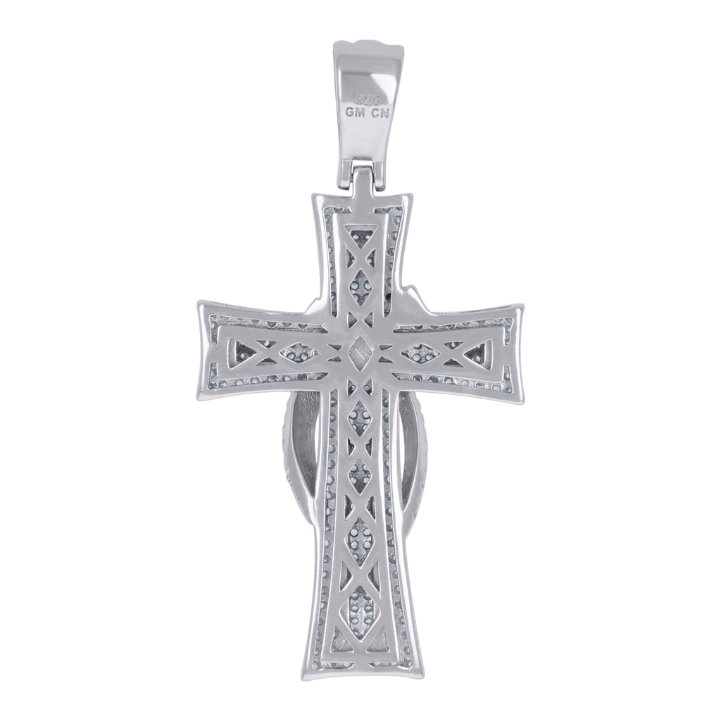925 Sterling Silver Mens Cubic-Zirconia Cross Religious Charm Pendant