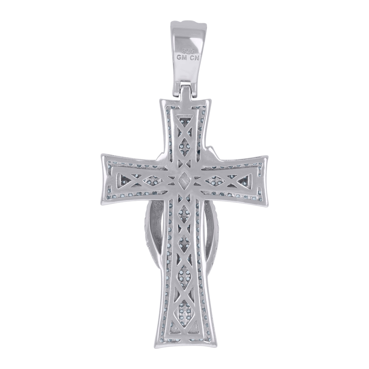 925 Sterling Silver Mens Cubic-Zirconia Cross Religious Charm Pendant