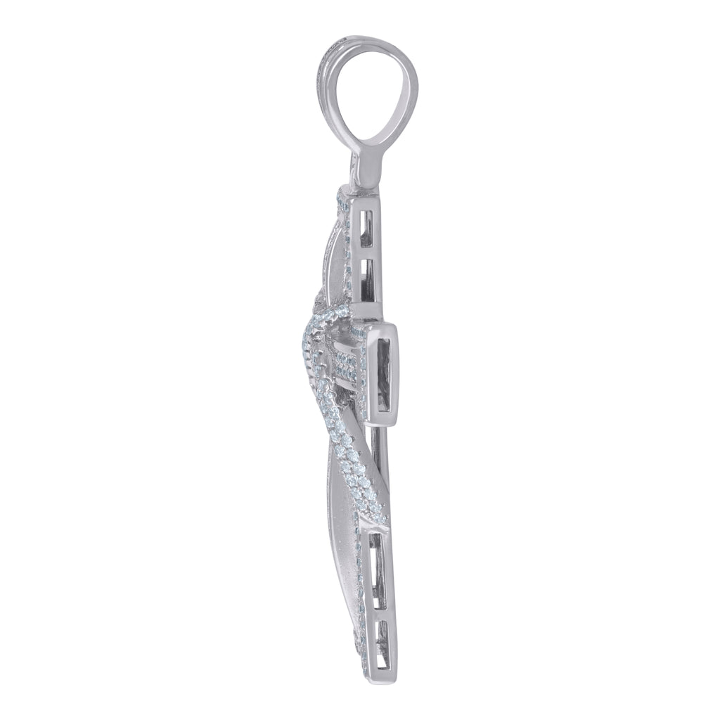 925 Sterling Silver Mens Cubic-Zirconia Cross Religious Charm Pendant