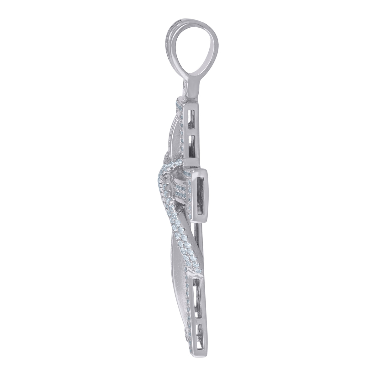 925 Sterling Silver Mens Cubic-Zirconia Cross Religious Charm Pendant