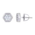 925 Sterling Silver Womens Cubic-Zirconia Octagon Fashion Stud Earrings