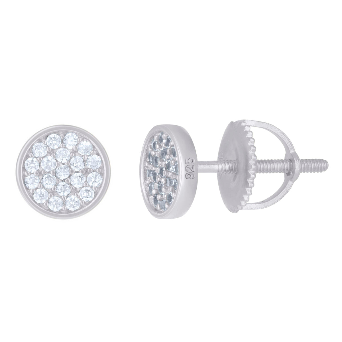925 Sterling Silver Mens Cubic-Zirconia Fashion Stud Earrings