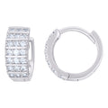 925 Sterling Silver Womens Cubic-Zirconia Triple Row Endless Hoop Earrings