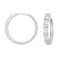 925 Sterling Silver Womens Cubic-Zirconia Double Row Endless Hoop Earrings
