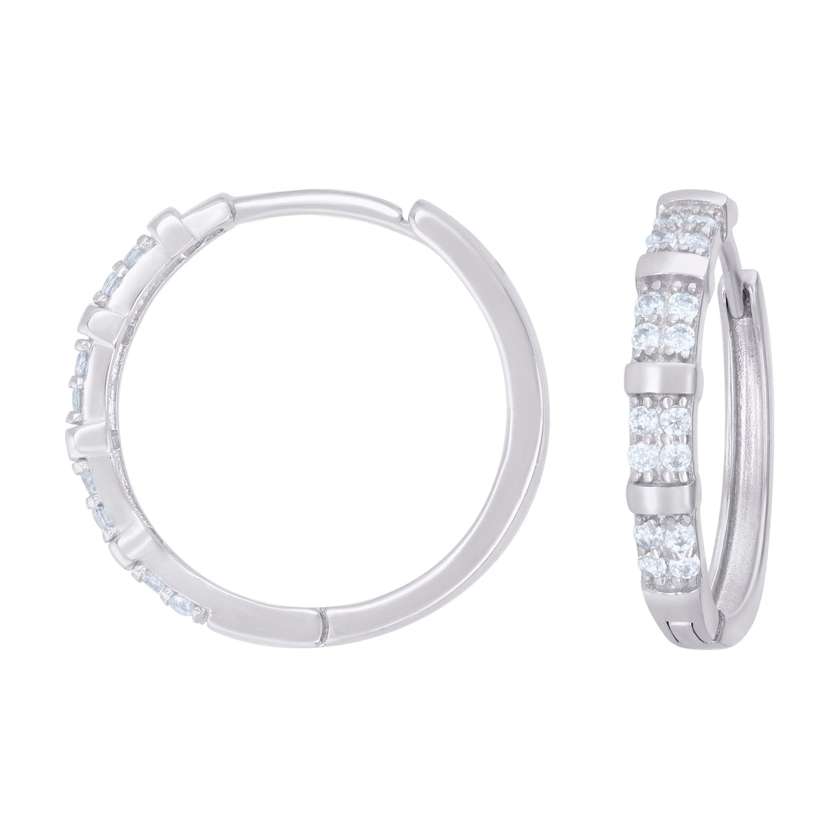 925 Sterling Silver Womens Cubic-Zirconia Double Row Endless Hoop Earrings