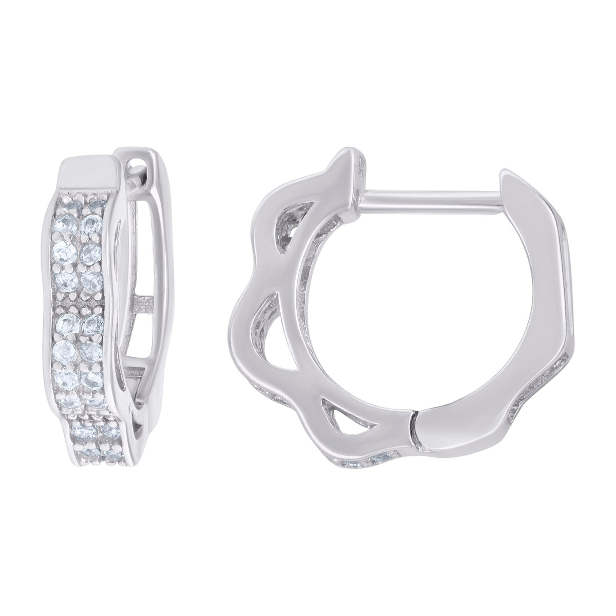 925 Sterling Silver Womens Cubic-Zirconia Double Row Fashion Endless Hoop Earrings