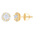 925 Sterling Silver Yellow-Tone Womens Cubic-Zirconia Round Fashion Stud Earrings