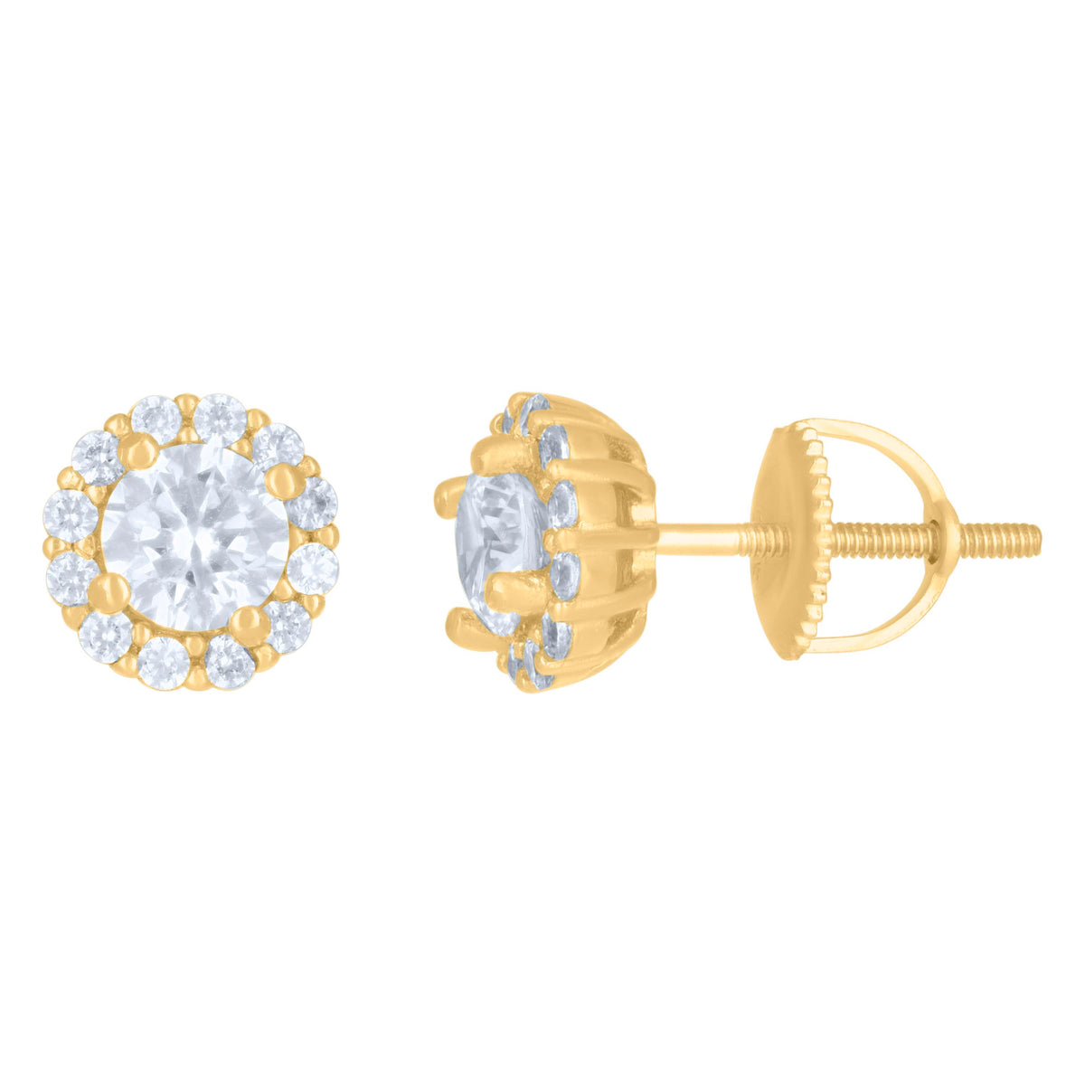 925 Sterling Silver Yellow-Tone Womens Cubic-Zirconia Round Fashion Stud Earrings
