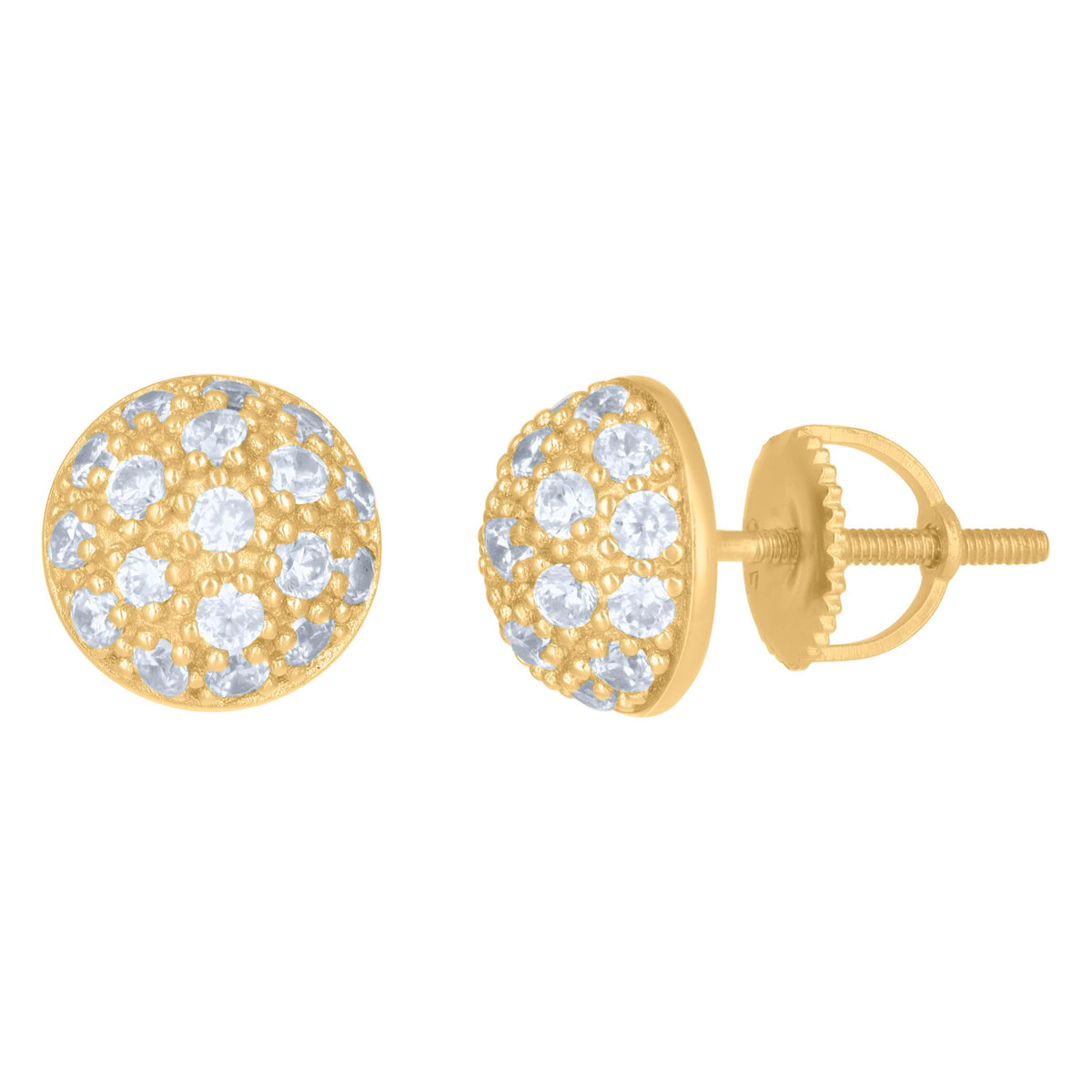 925 Sterling Silver Yellow-Tone Mens Cubic-Zirconia Fashion Stud Earrings